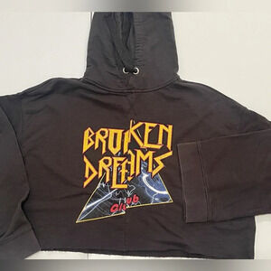 Devided Oversized cropped black Hoodie sweatshirt Broken dreams XL